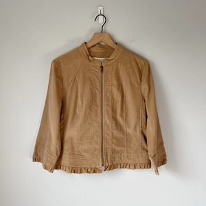 Sandro Women's Tan Corduroy Cotton Zip Jacket Size Large
